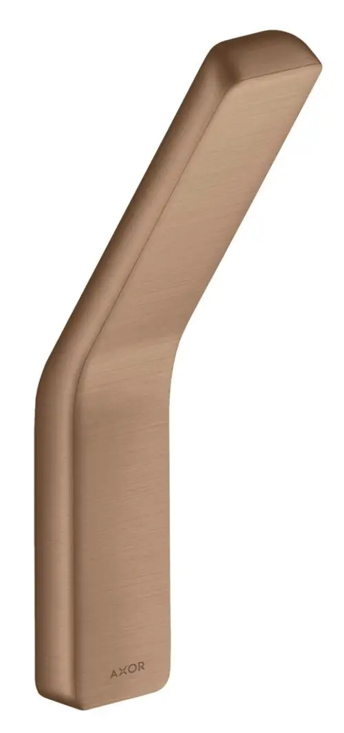 Handtuchhaken aus Metall in gebürstetem Rotgold-Finish, mit schlichten, klaren Linien, aus der Produktlinie von AXOR. Design für moderne Badezimmerumgebungen.